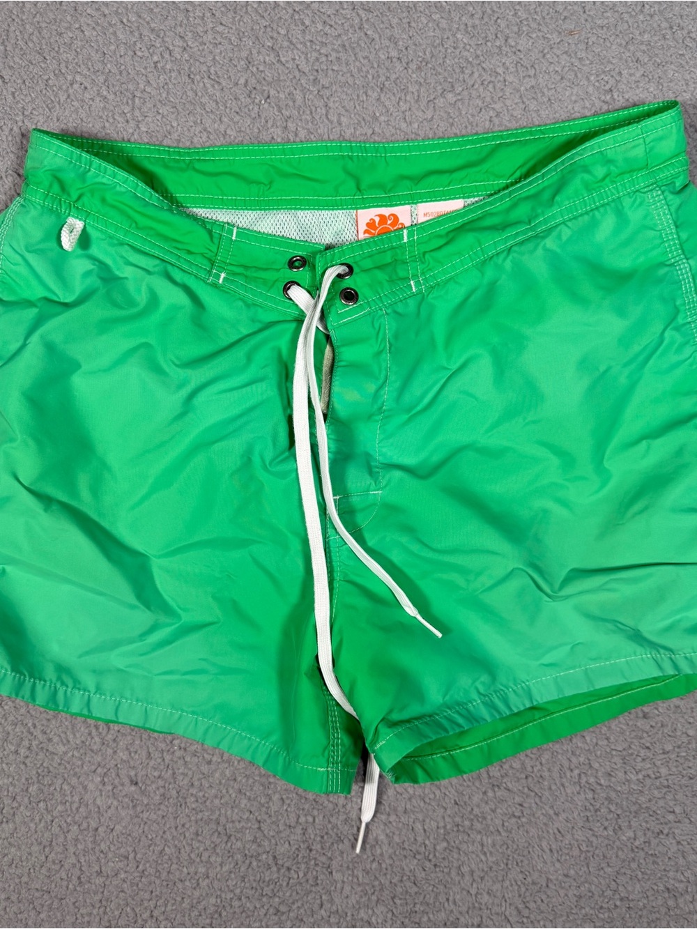 Sundek Bright Green Swim Board Shorts with rainbow back